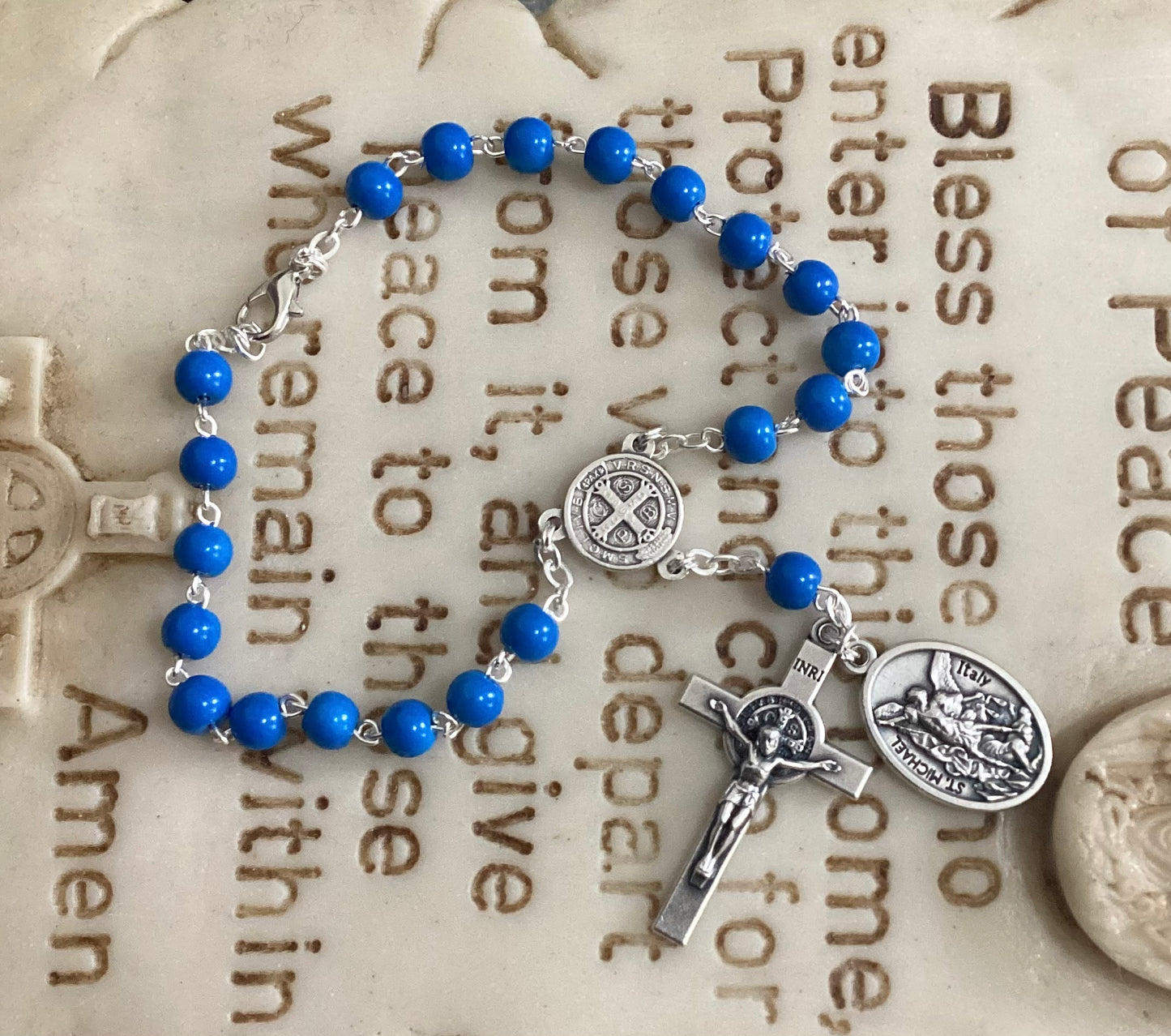 Auto Rosary, Car Rosary, Patron of travel, St Christopher, Car accesories, Pocket Rosary, Rear View Mirror Hanger, Male Rosary